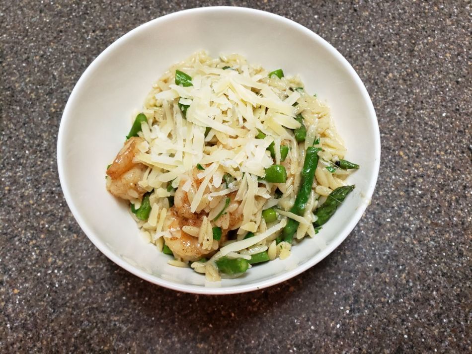 Shrimp, Asparagus, & Creamy Orzo With Brown
                Butter