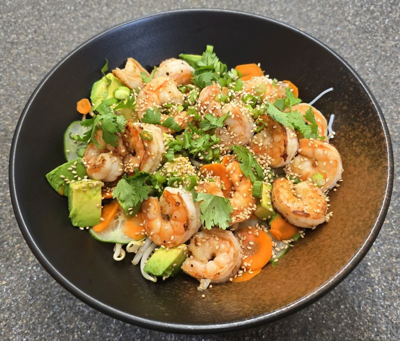 Grilled Shrimp Spring
        Roll Noodle Bowl